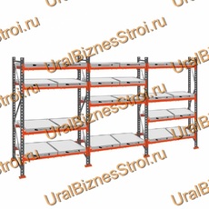 Стеллаж с выкатными платформами  2000*5400*1050 4 яруса 24 платформы - uralbiznesstroi.ru – Уфа