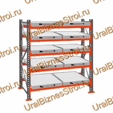 Стеллаж с выкатными платформами  2500*1800*1050 5 яруса 10 платформ - uralbiznesstroi.ru – Уфа