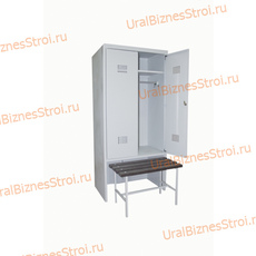 Шкаф гардеробный двухсекционный 2 двери (с нишей для скамьи) 1850*500*800 S-0,5мм - uralbiznesstroi.ru – Уфа
