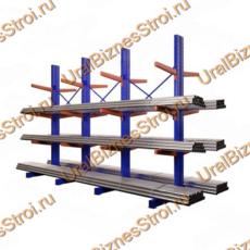 Стеллаж консольный двусторонний 3000x1150x2020 мм тяжелый 5 ярусов - uralbiznesstroi.ru – Уфа