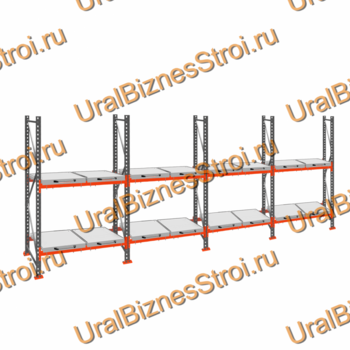 Стеллаж с выкатными платформами  2000*7200*1050 2 яруса 16 платформ - uralbiznesstroi.ru – Уфа
