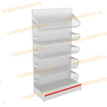 Торговый стеллаж с корзиной 1950*400*1000 - uralbiznesstroi.ru – Уфа