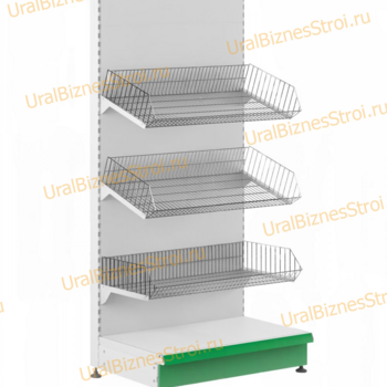 Торговый стеллаж с корзиной 1450*400*600 - uralbiznesstroi.ru – Уфа