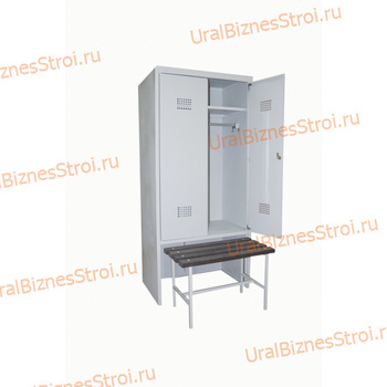 Шкаф гардеробный двухсекционный 2 двери (с нишей для скамьи) 1850*500*800 S-0,5мм - uralbiznesstroi.ru – Уфа