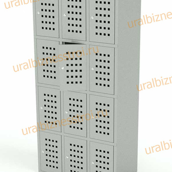  Шкаф сумочный разборный 900х500х1850 (ШхГхВ) 4х секционный 12-ячеечный S-0,7 мм - uralbiznesstroi.ru – Уфа
