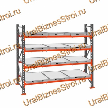 Стеллаж с выкатными платформами  3000*2700*1050 4 яруса 12 платформ - uralbiznesstroi.ru – Уфа