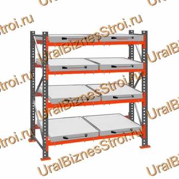 Стеллаж с выкатными платформами  2500*1800*1050 4 яруса 8 платформ - uralbiznesstroi.ru – Уфа