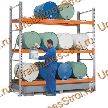 Паллетный стеллаж для бочек 3000*1050*2700 3 яруса 1210 кг на ярус - uralbiznesstroi.ru – Уфа