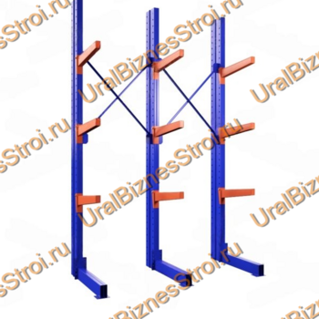 Стеллаж консольный односторонний 2000x1650x1270 мм тяжелый 4 яруса - uralbiznesstroi.ru – Уфа