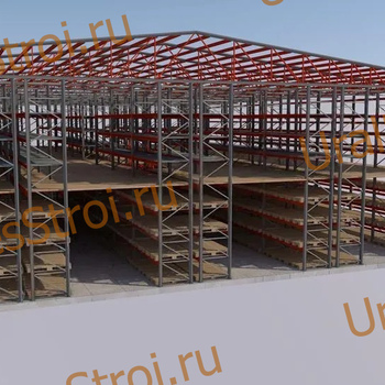 Быстровозводимый склад (мезонин) на паллетных стеллажах 20000*27000*10000 2 этажа - uralbiznesstroi.ru – Уфа
