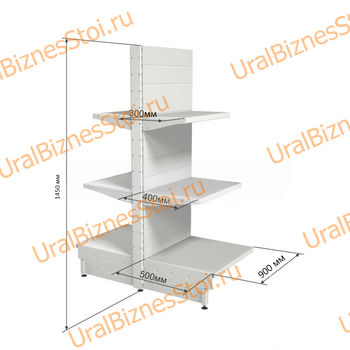 Торговый островной стеллаж 1450*500*900 3 полки - uralbiznesstroi.ru – Уфа